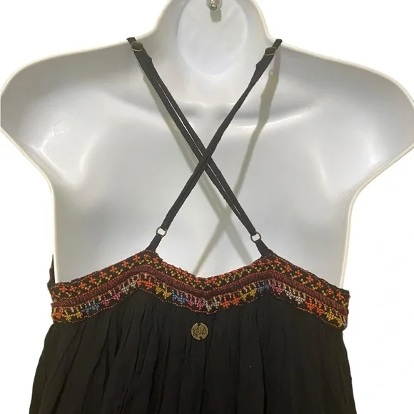 Billabong Wild Skies Maxi Dress Embroidered Empire Waist Gauze Cotton Festival - Picture 8 of 16